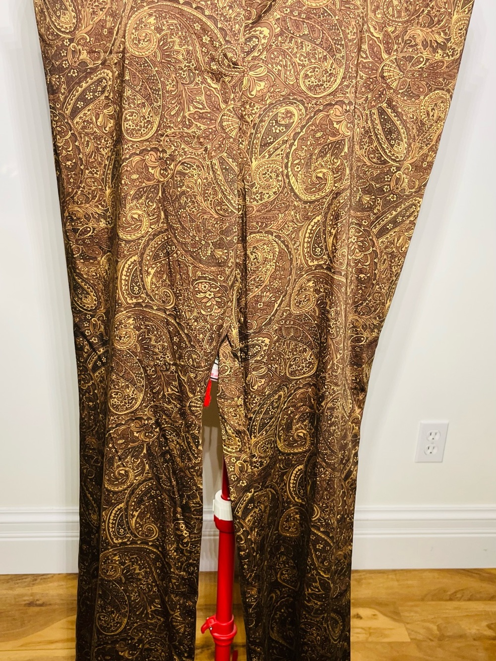 Vintage Jones Signature Paisley Print Wide Leg Pants in Brown & Gold - 16